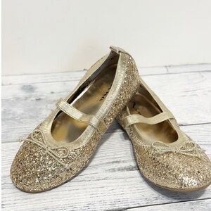 Nina Gold Glitter Mary Jane ballet flats with a bow Sz 11.5
